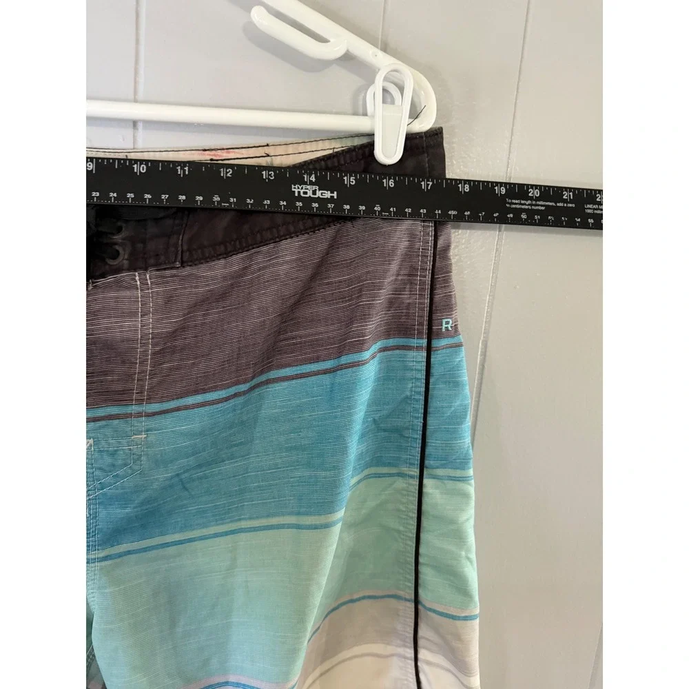 Rip Curl Board Shorts Mens 36‎ Blue Striped Surf Craft Lace Up Swim Trunks